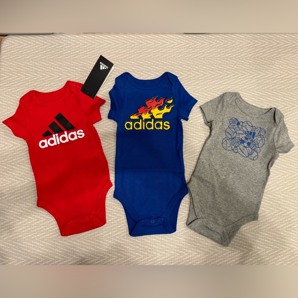 Brand new baby Adidas onesies 6m and 9m sizes